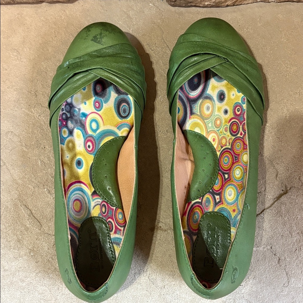 Born sz 9 green leather slip on loafers - Picture 8 of 11